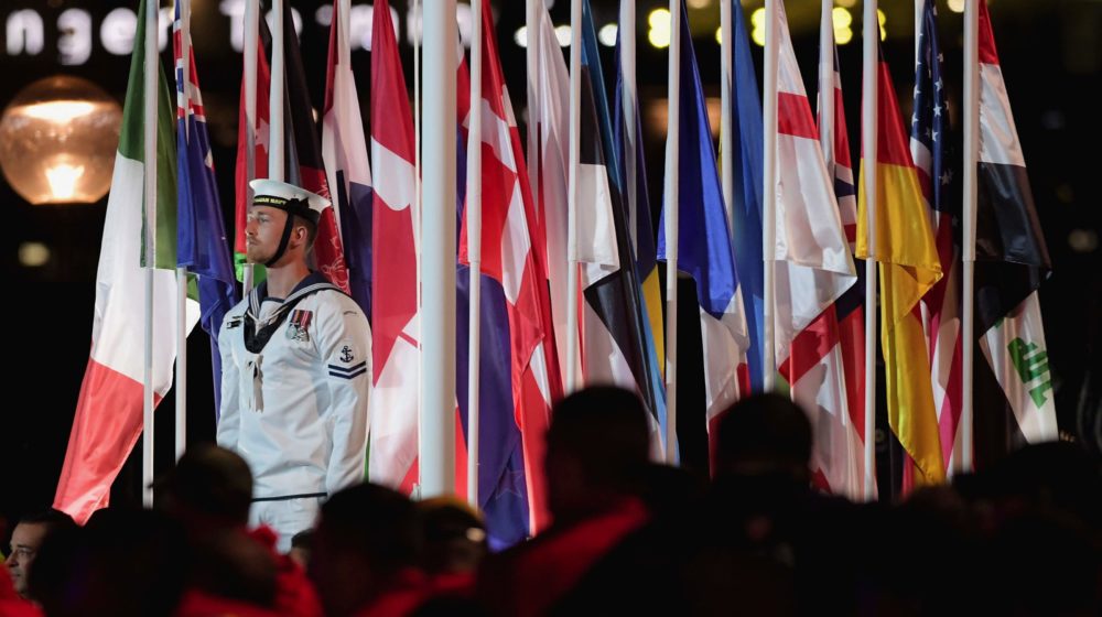 Nation flags on display in Sydney