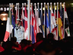 Nation flags on display in Sydney