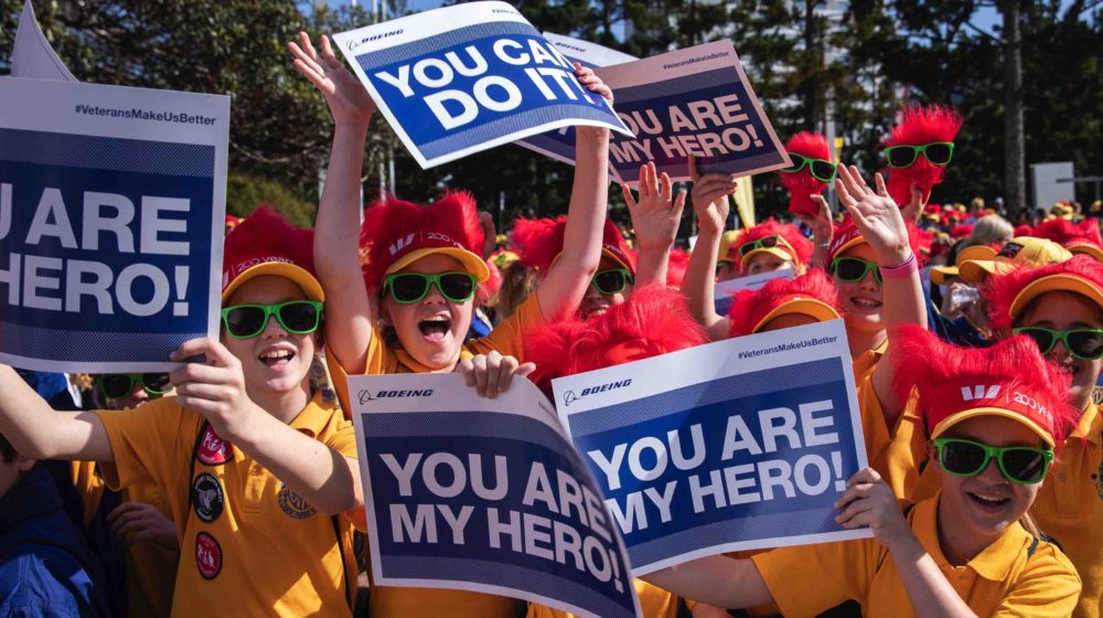 students cheering